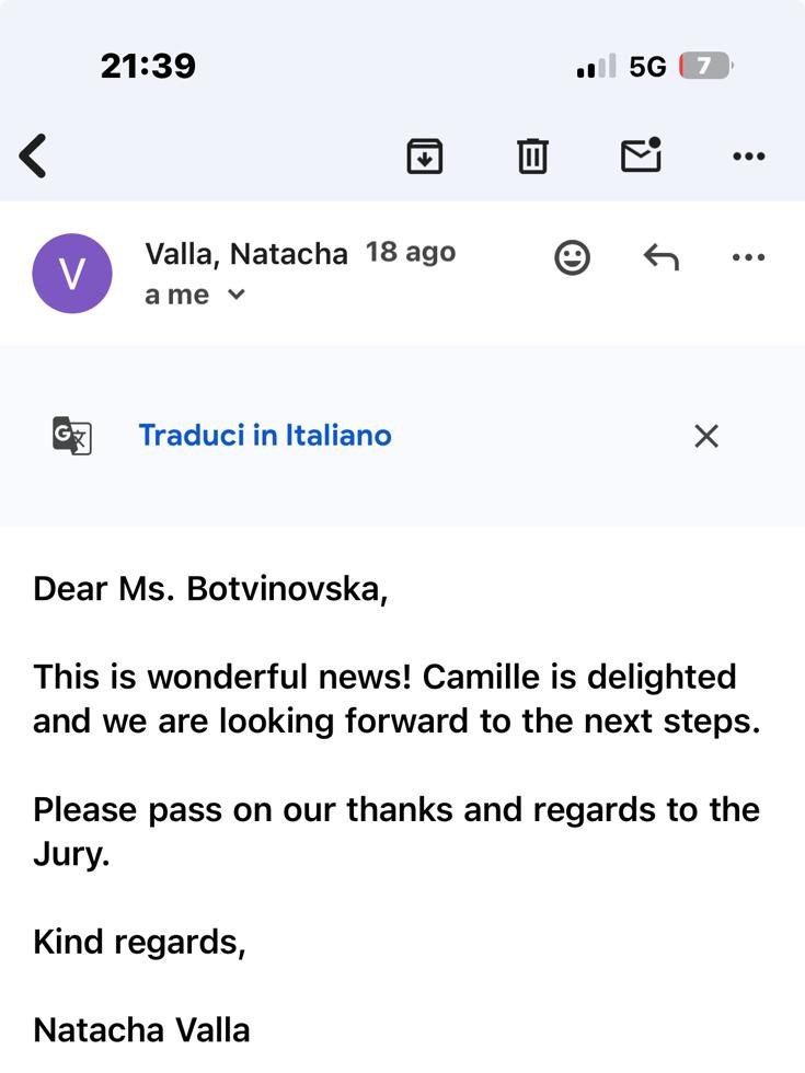Message from Natacha Valla